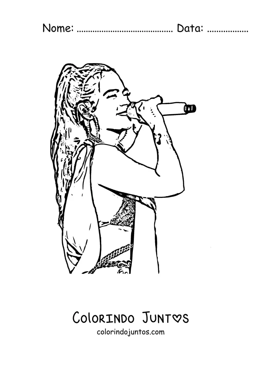Desenho para colorir de Karol G cantando em um show