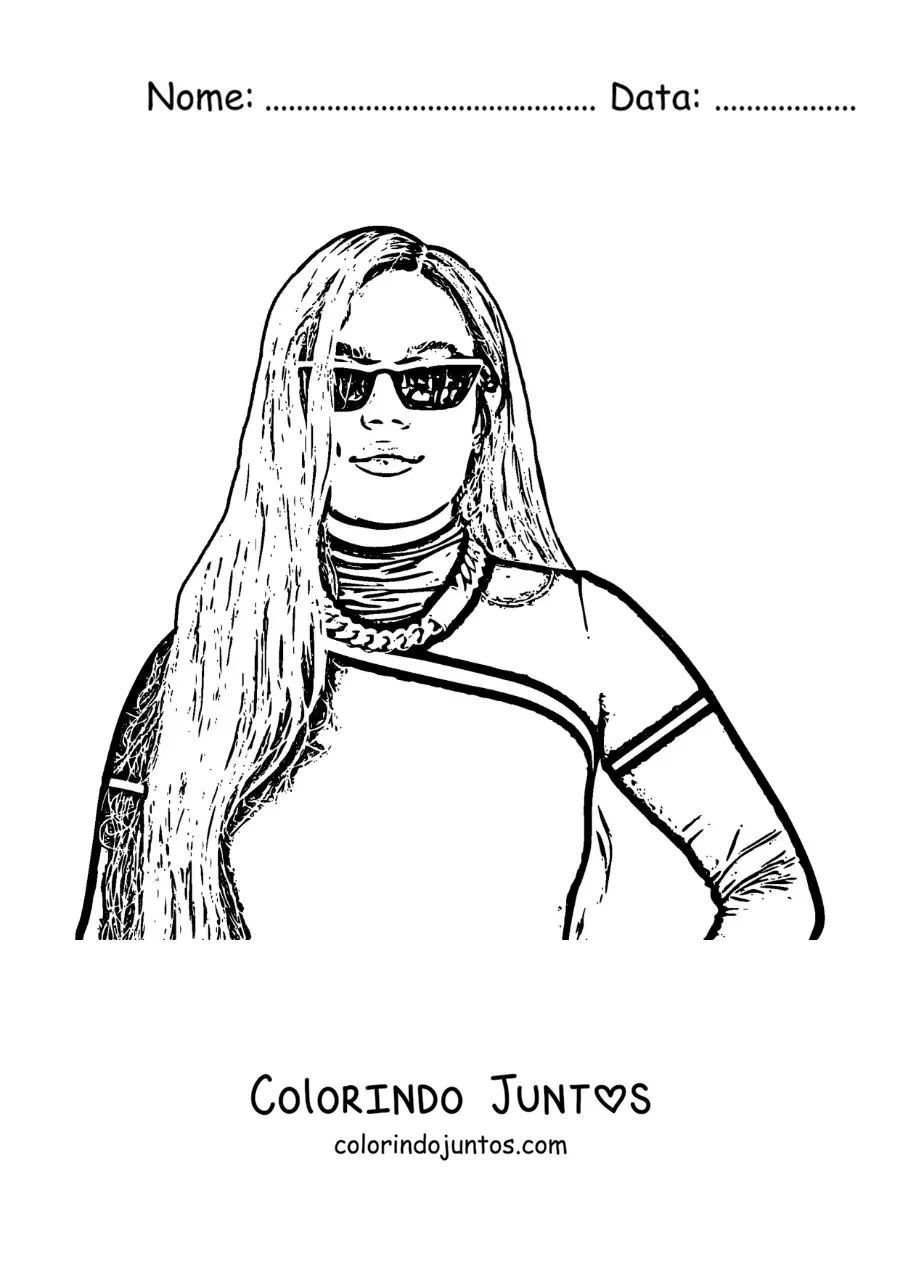 Desenho para colorir de Karol G com óculos de sol