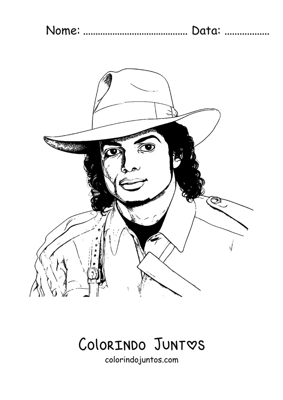 Desenho para colorir de um retrato de Michael Jackson