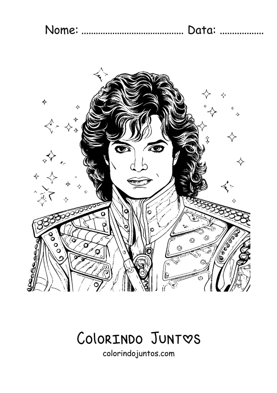 Desenho para colorir de um retrato realista de Michael Jackson