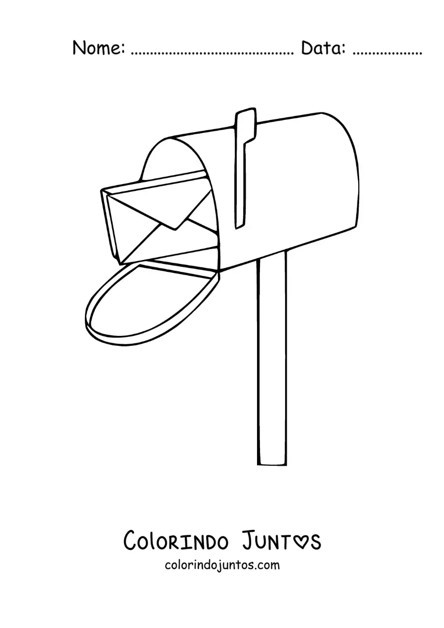 Desenho para colorir de uma carta em uma caixa de correio