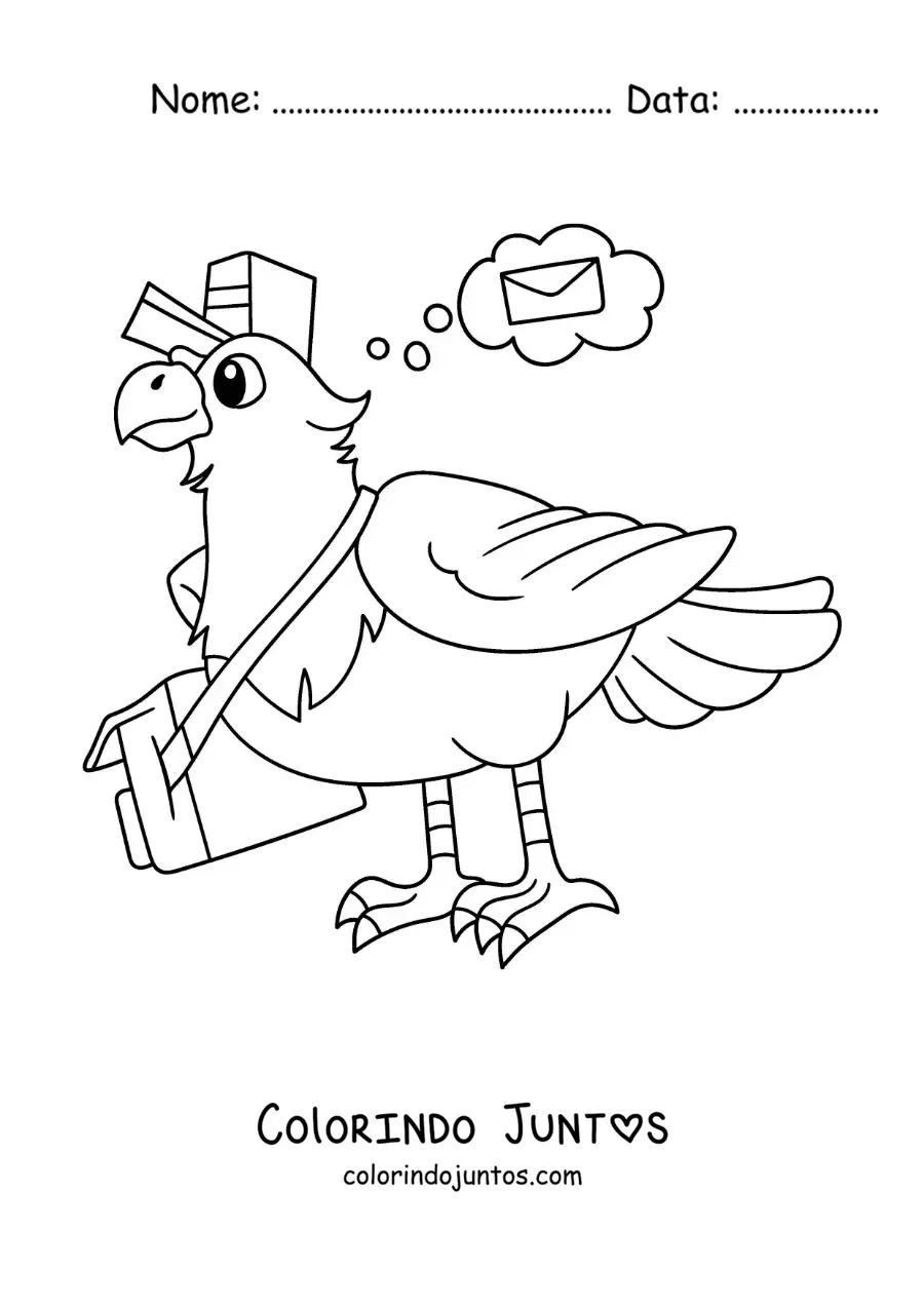 Desenho para colorir de um pombo-correio animado