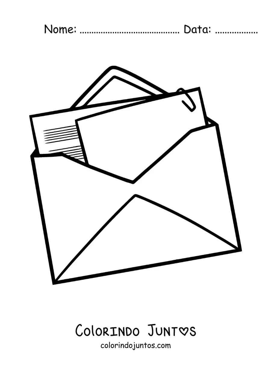 Desenho para colorir de uma carta em um envelope