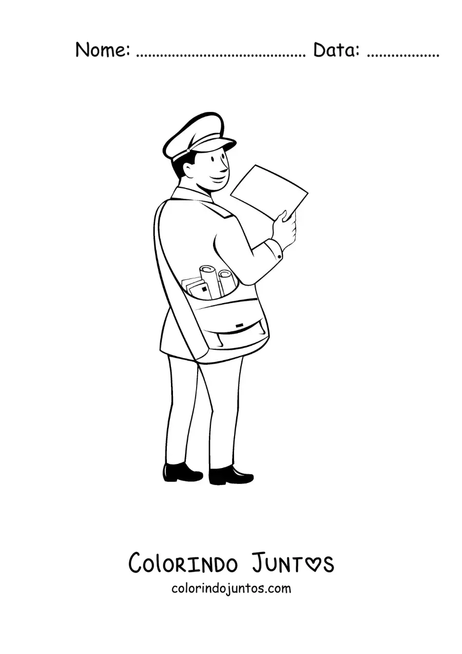 Desenho para colorir de um carteiro animado