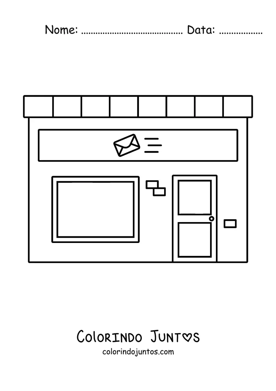 Desenho para colorir de uma agência dos correios