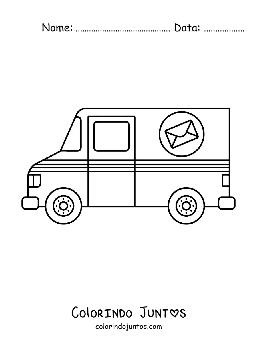 Desenho para colorir de um caminhão do serviço postal
