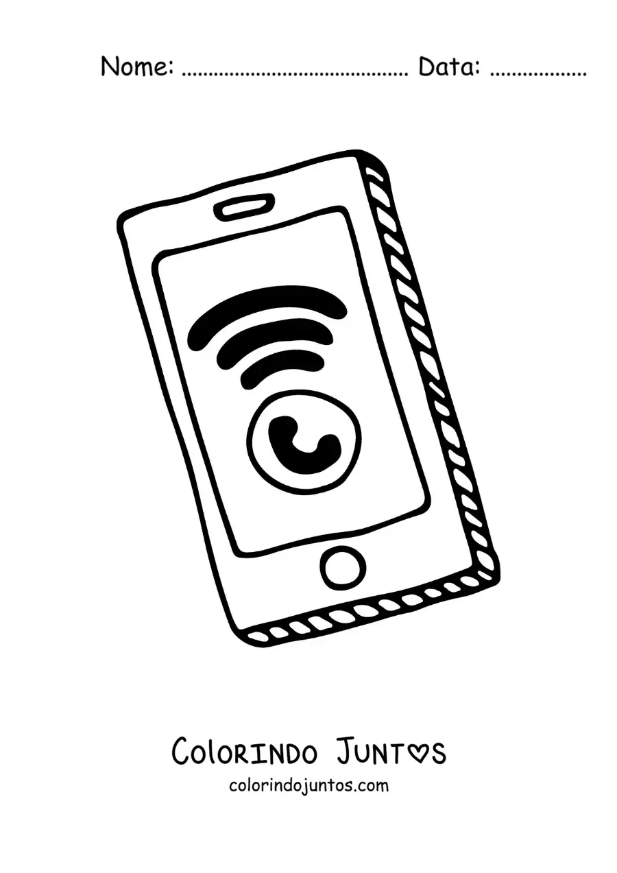 Desenho para colorir de uma chamada recebida em um smartphone