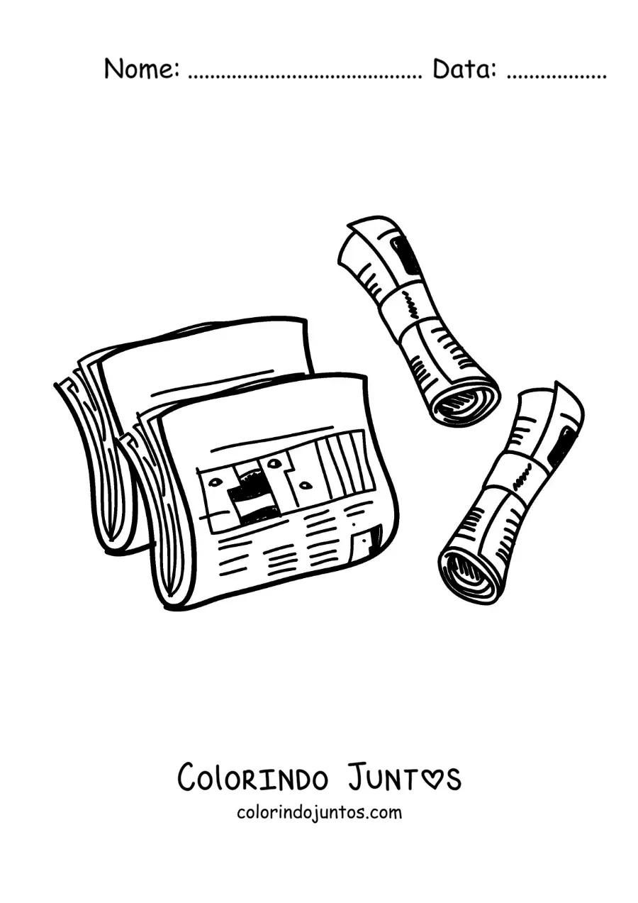 Desenho para colorir de jornais impressos