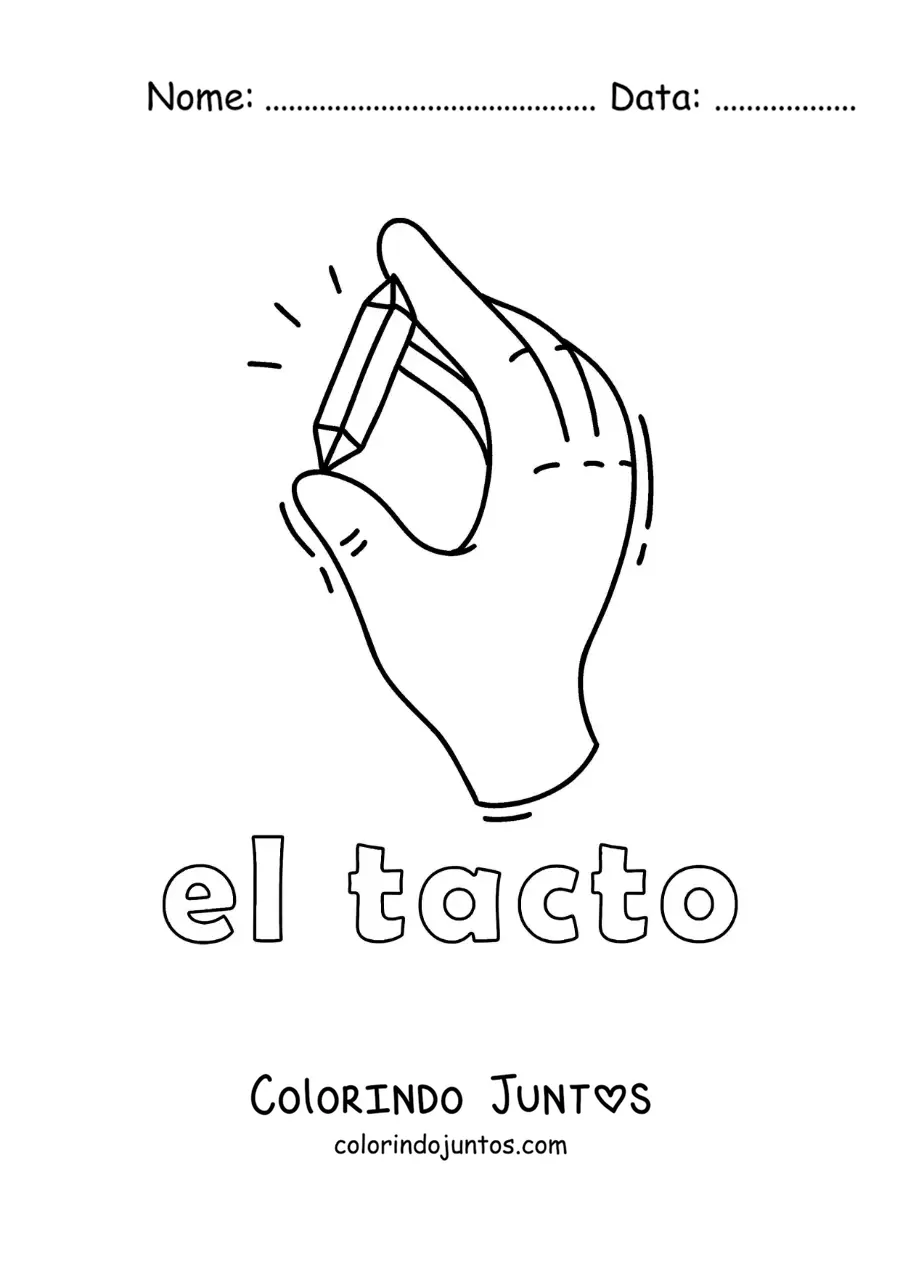 Desenho para colorir de uma mão tocando um vidro