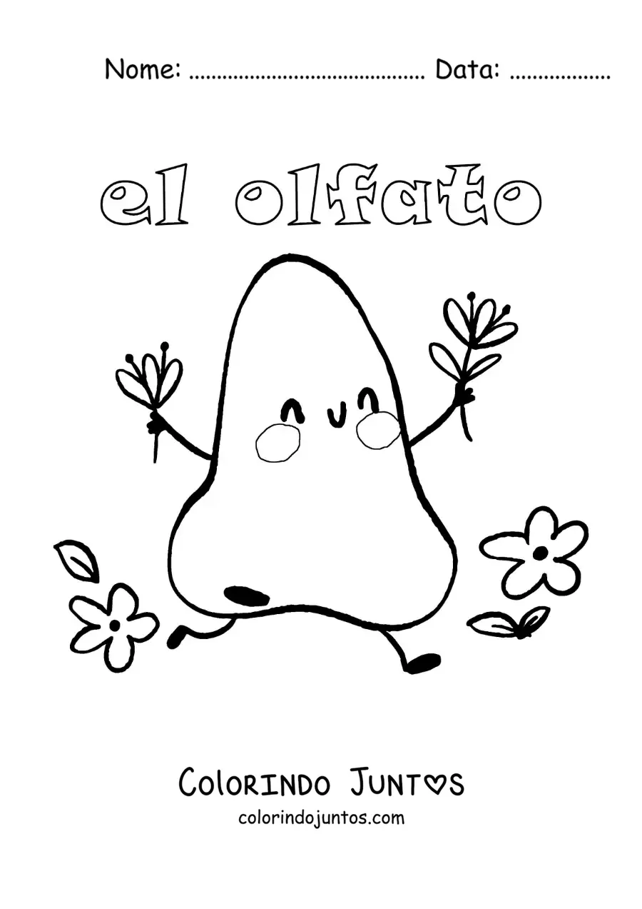 Desenho para colorir de um nariz animado para crianças
