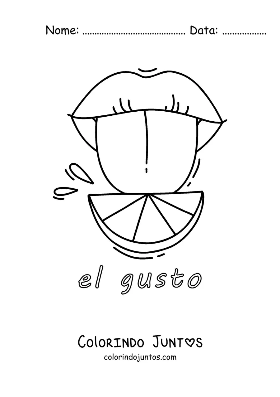 Desenho para colorir de uma língua e um limão azedo