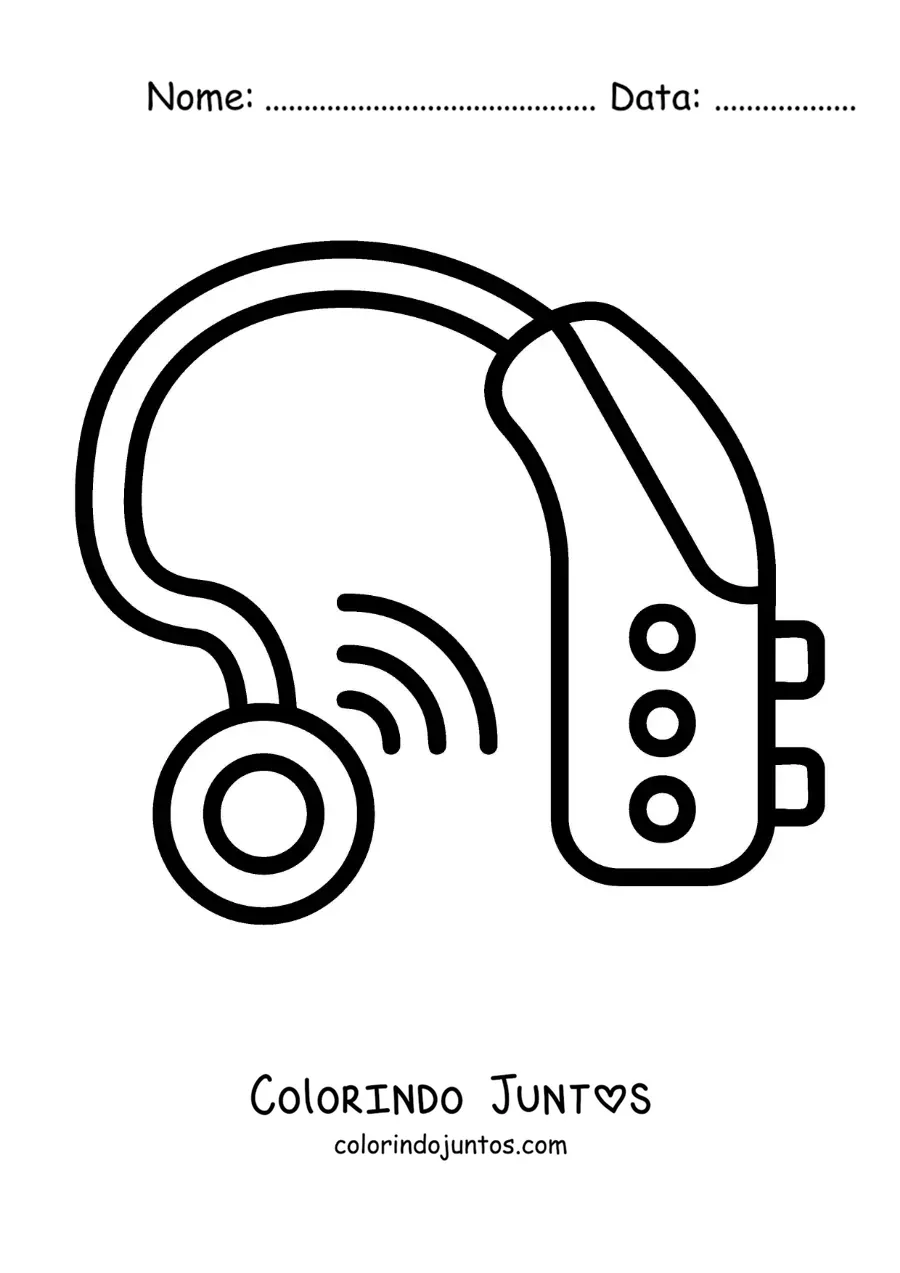 Desenho para colorir de um aparelho auditivo