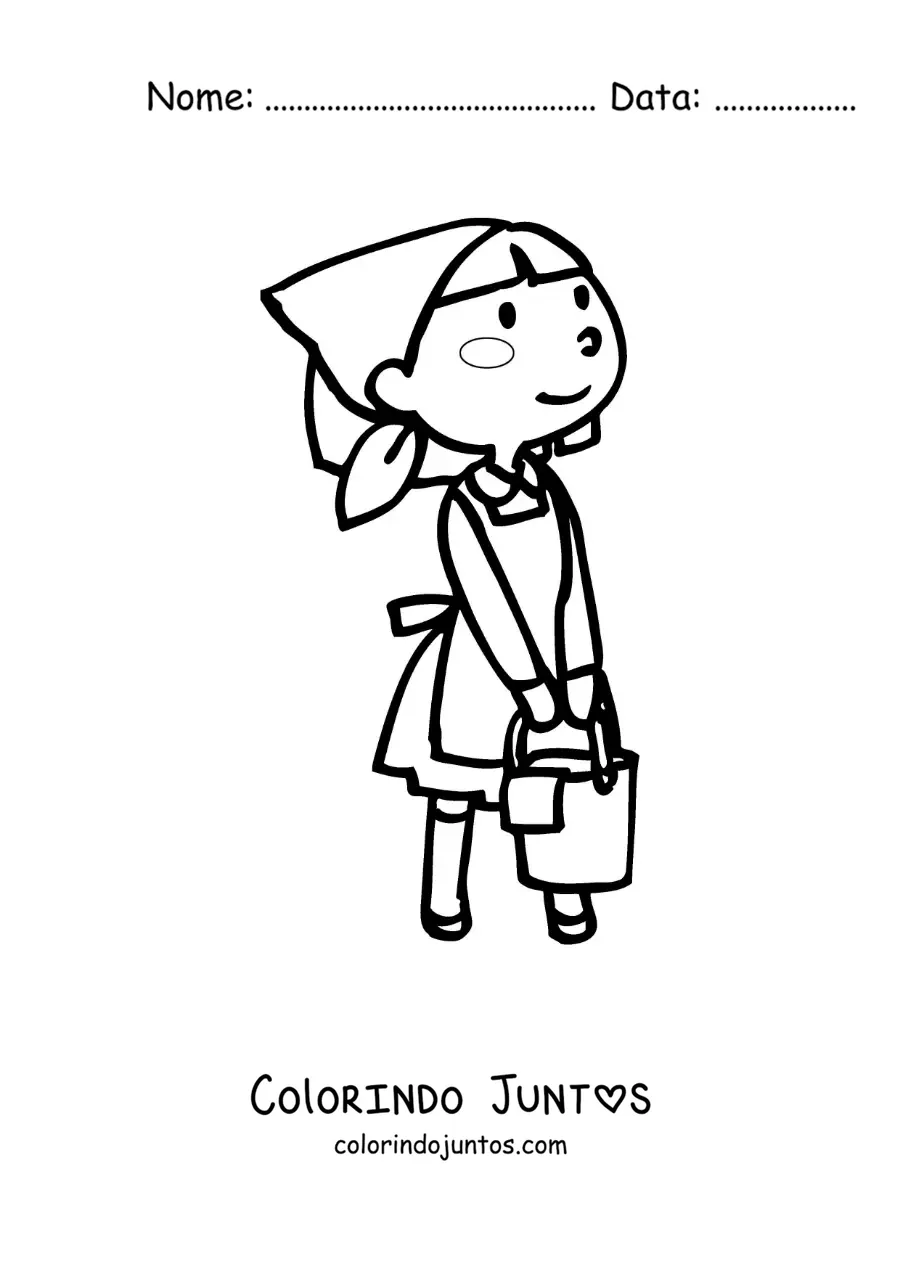 Desenho para colorir de uma dona de casa animada