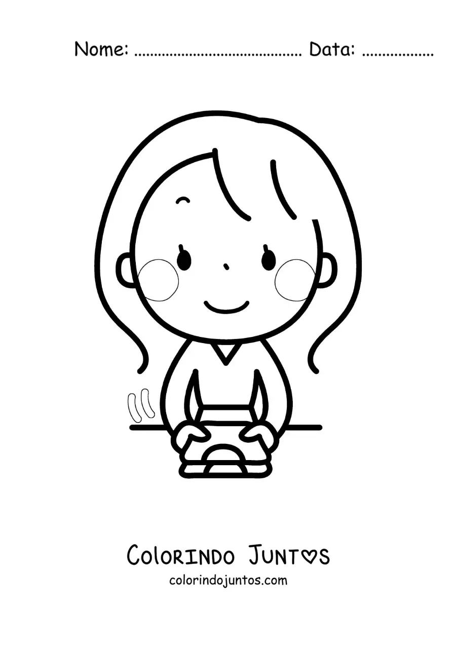 Desenho para colorir de uma mulher dobrando a roupa recém-lavada