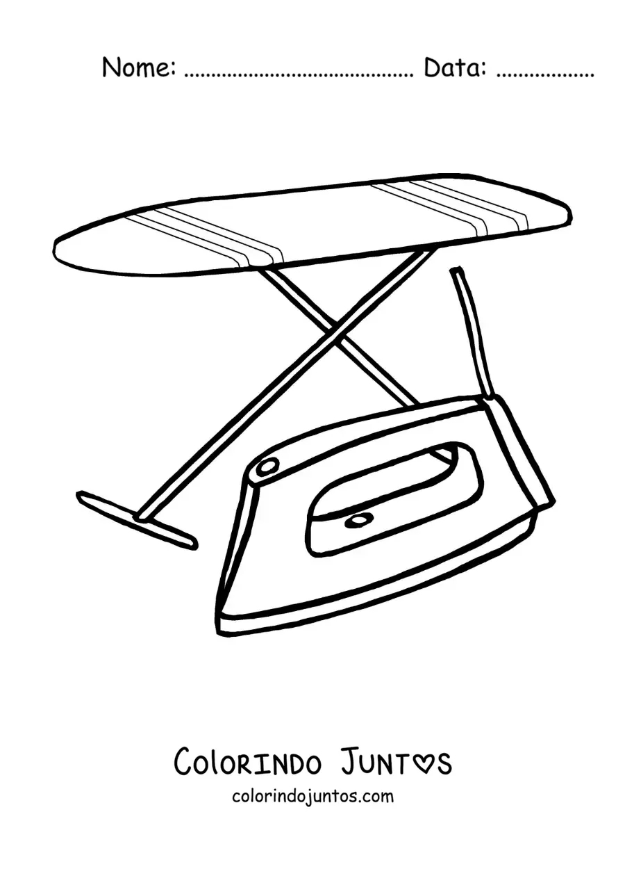 Desenho para colorir de uma tábua de passar e um ferro