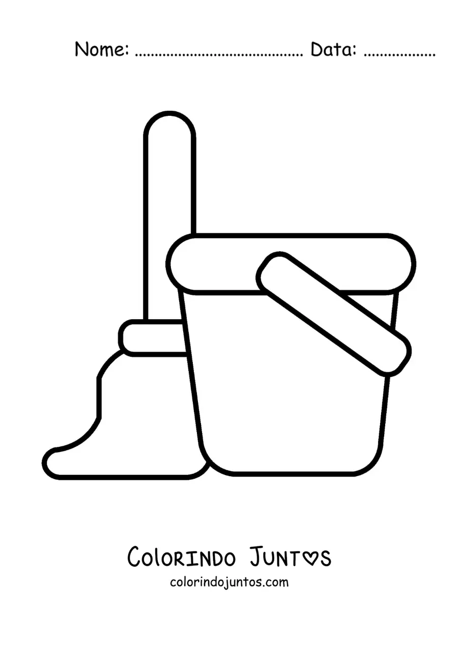 Desenho para colorir de um esfregão e um balde
