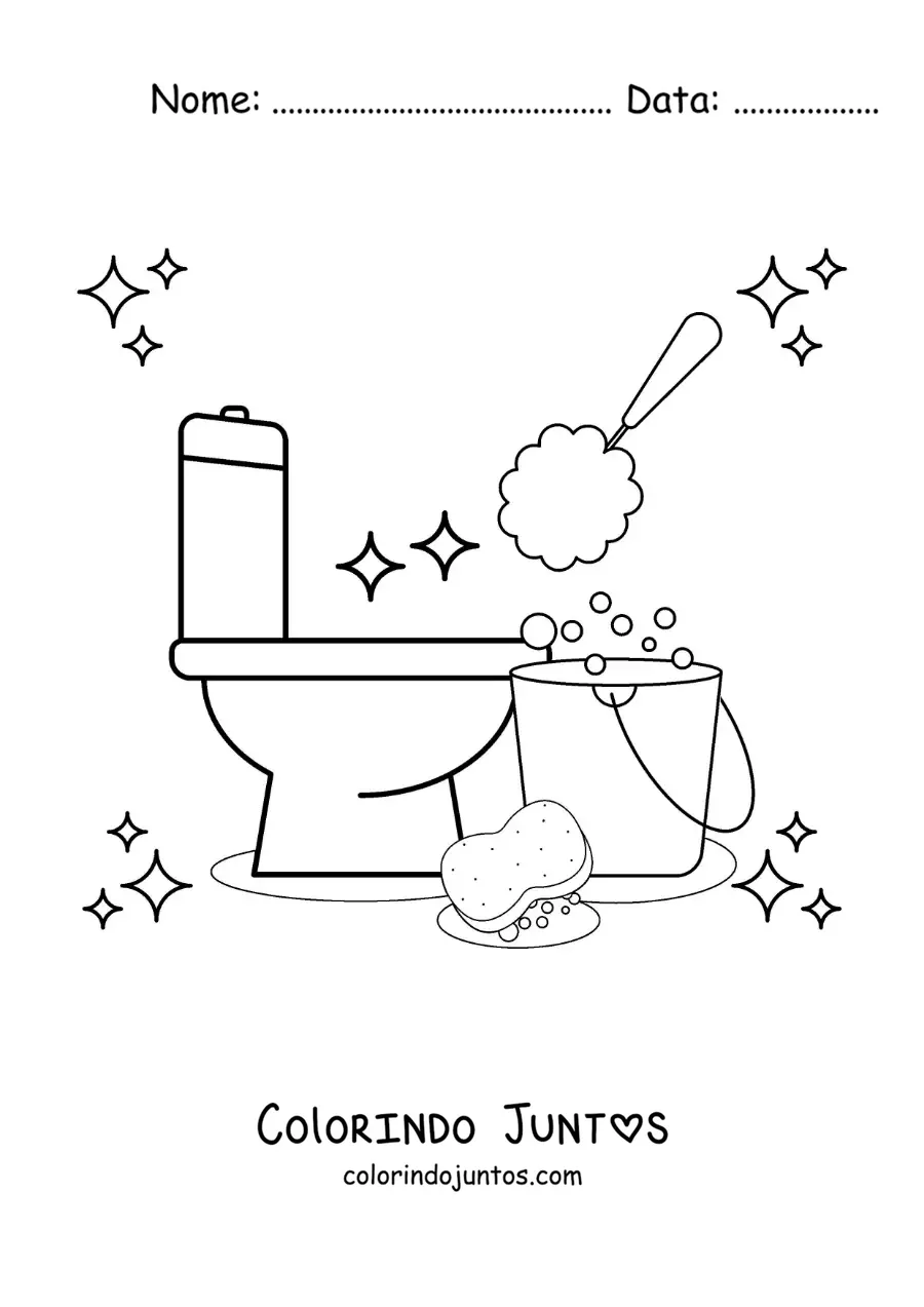 Desenho para colorir de produtos de limpeza para o banheiro