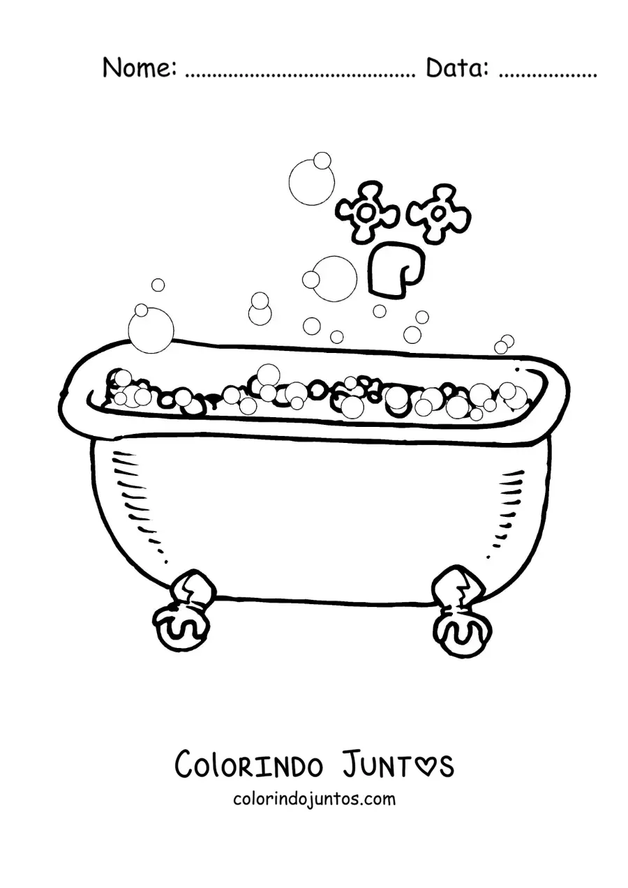 Desenho para colorir de uma banheira cheia de espuma