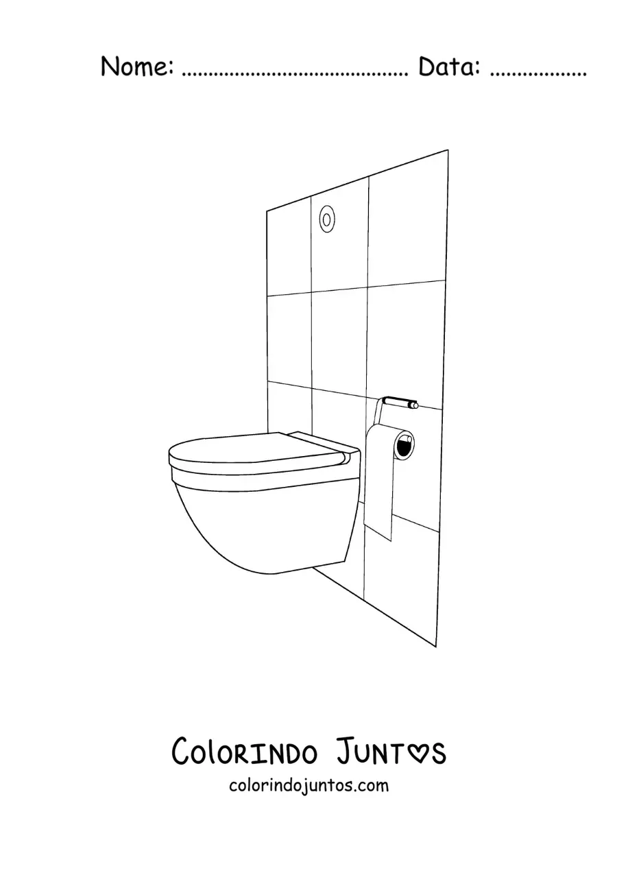 Desenho para colorir do vaso sanitario e do papel higienico no banheiro