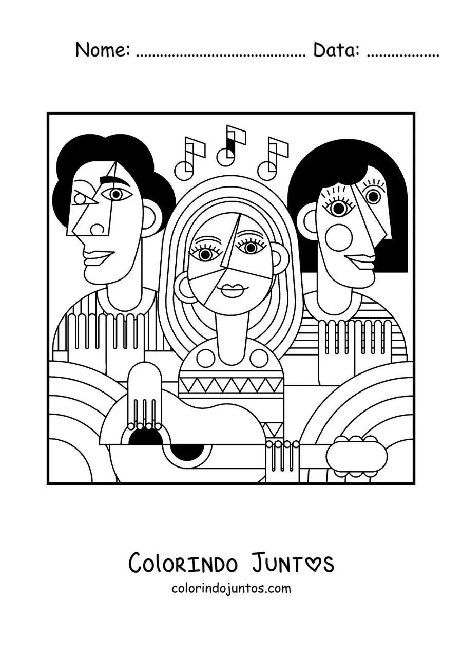 Desenho para colorir do cubismo de Picasso para criancas