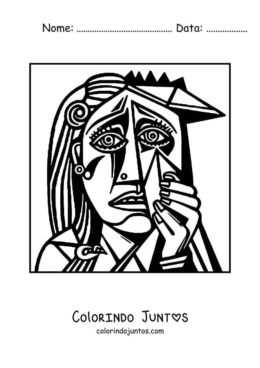 Desenho para colorir de um retrato no estilo de Picasso