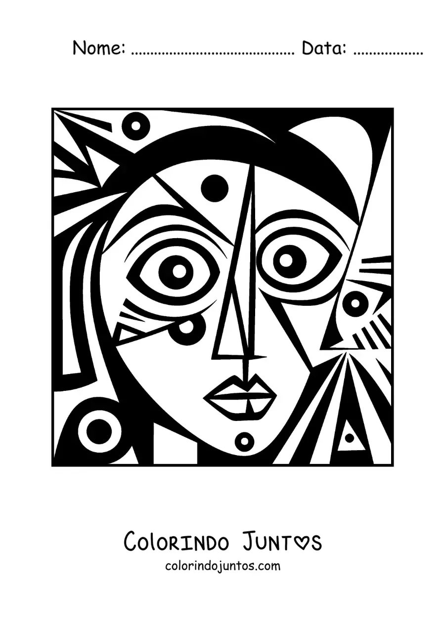 Desenho para colorir de arte no estilo de Picasso para criancas