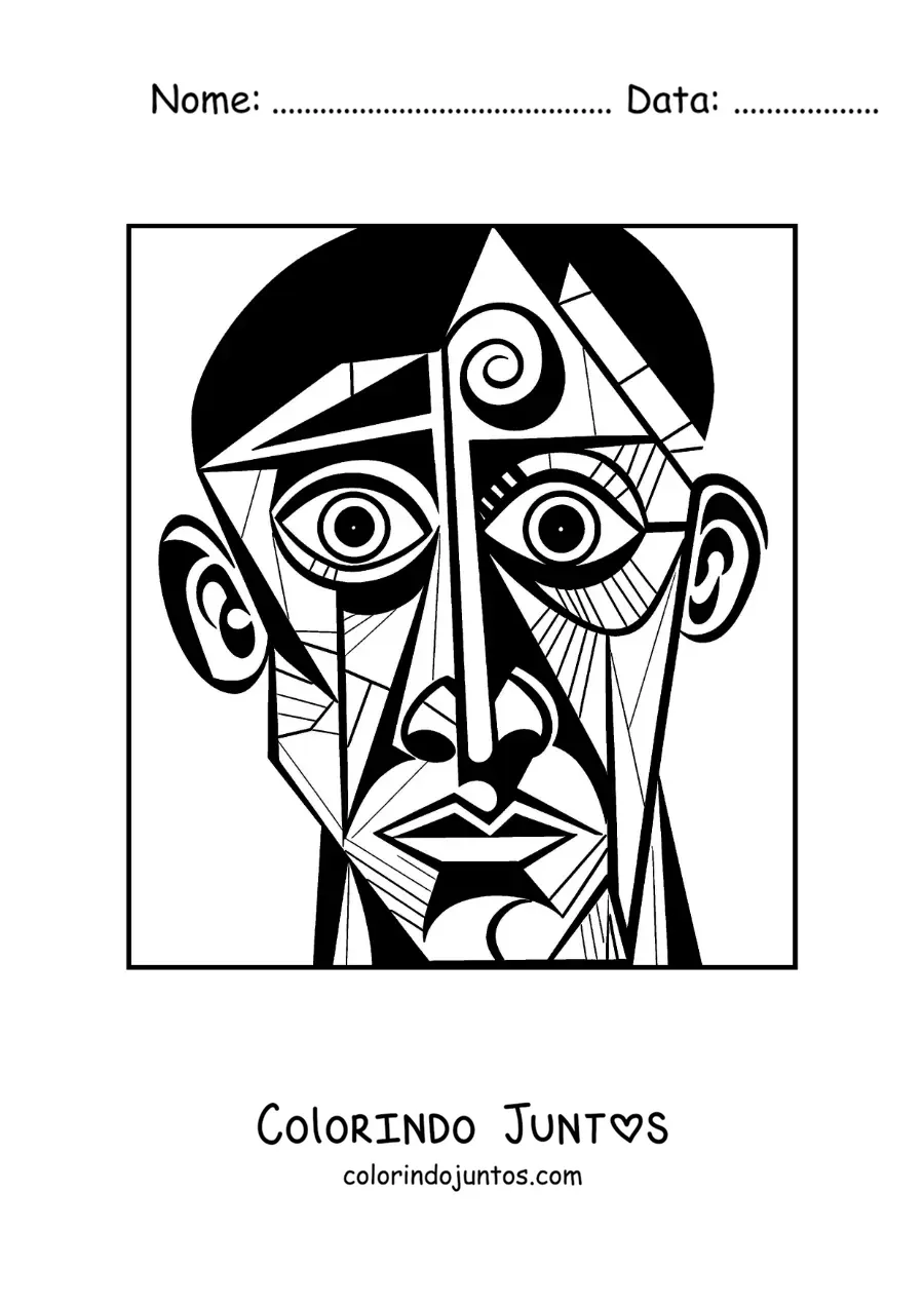 Desenho para colorir de um quadro inspirado em Picasso