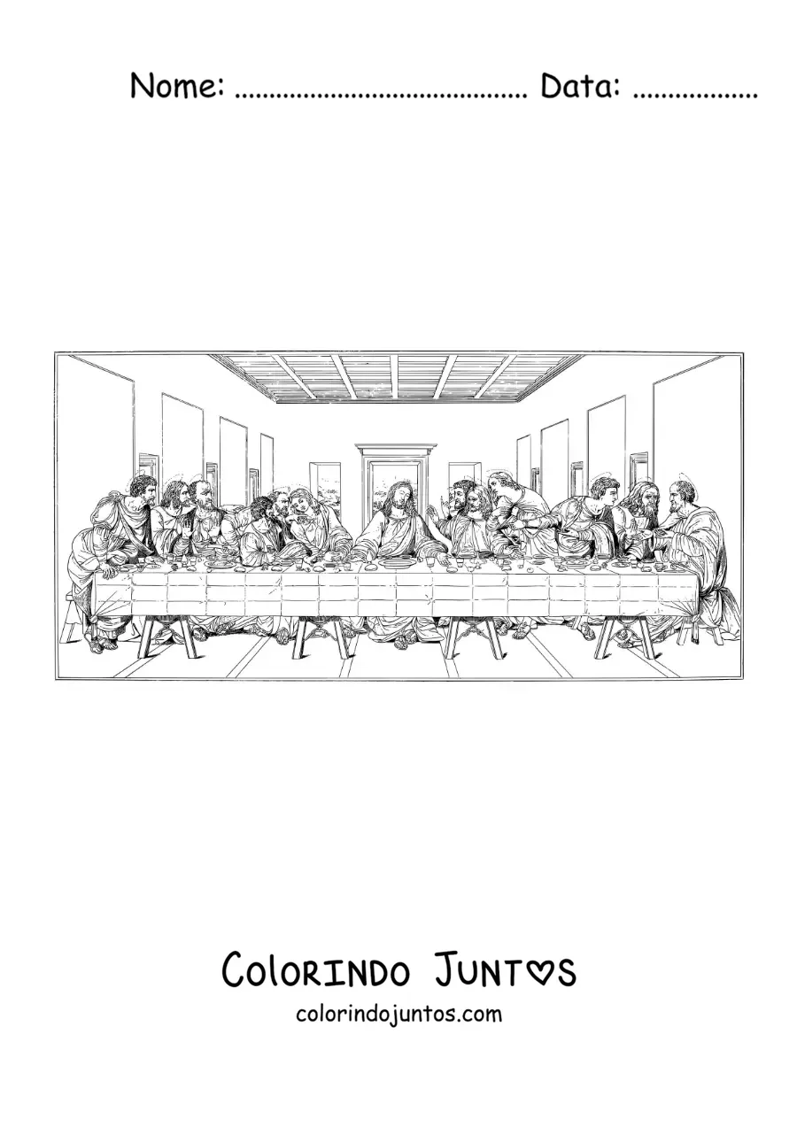 Desenho para colorir da Ultima Ceia de da Vinci