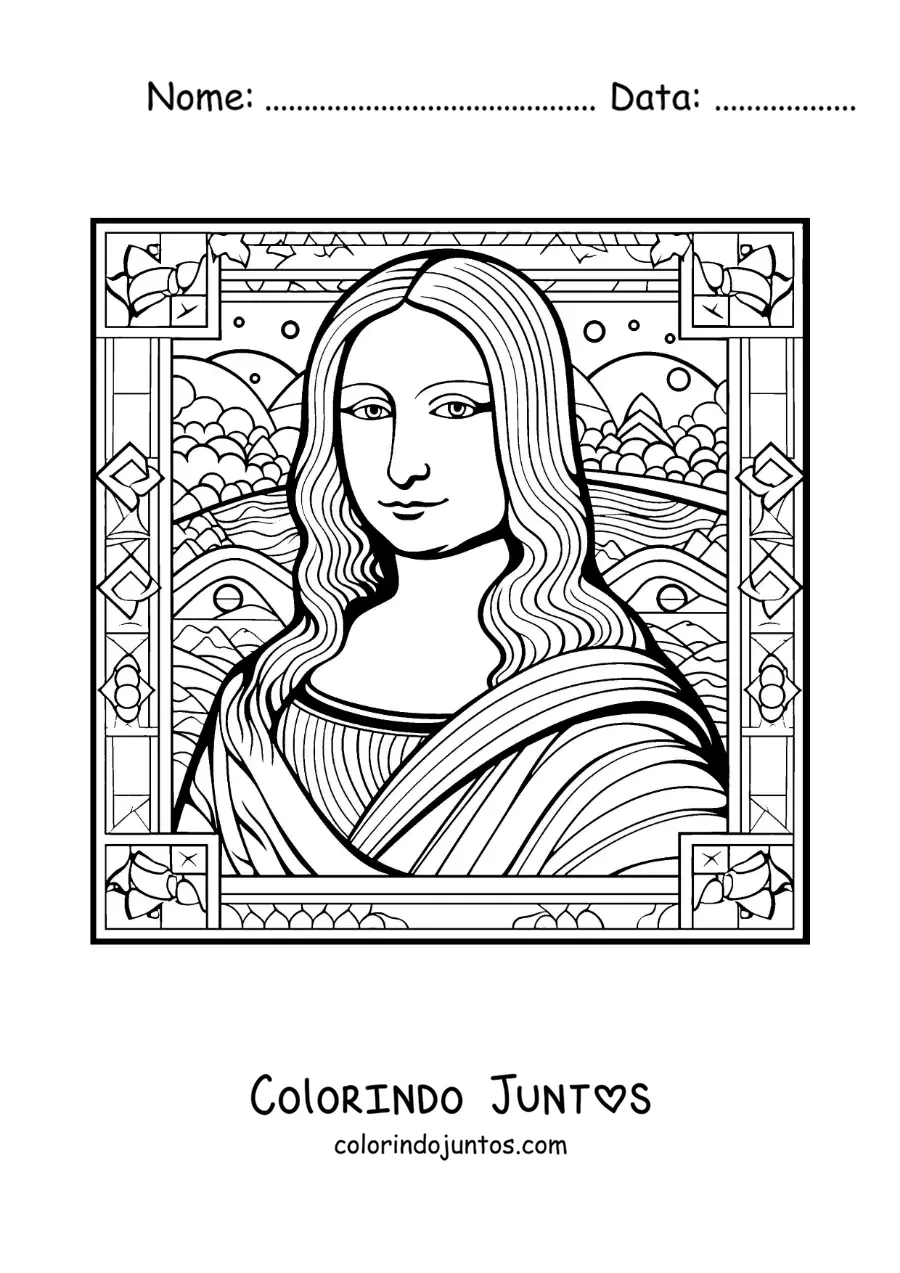 Desenho para colorir da Mona Lisa para criancas