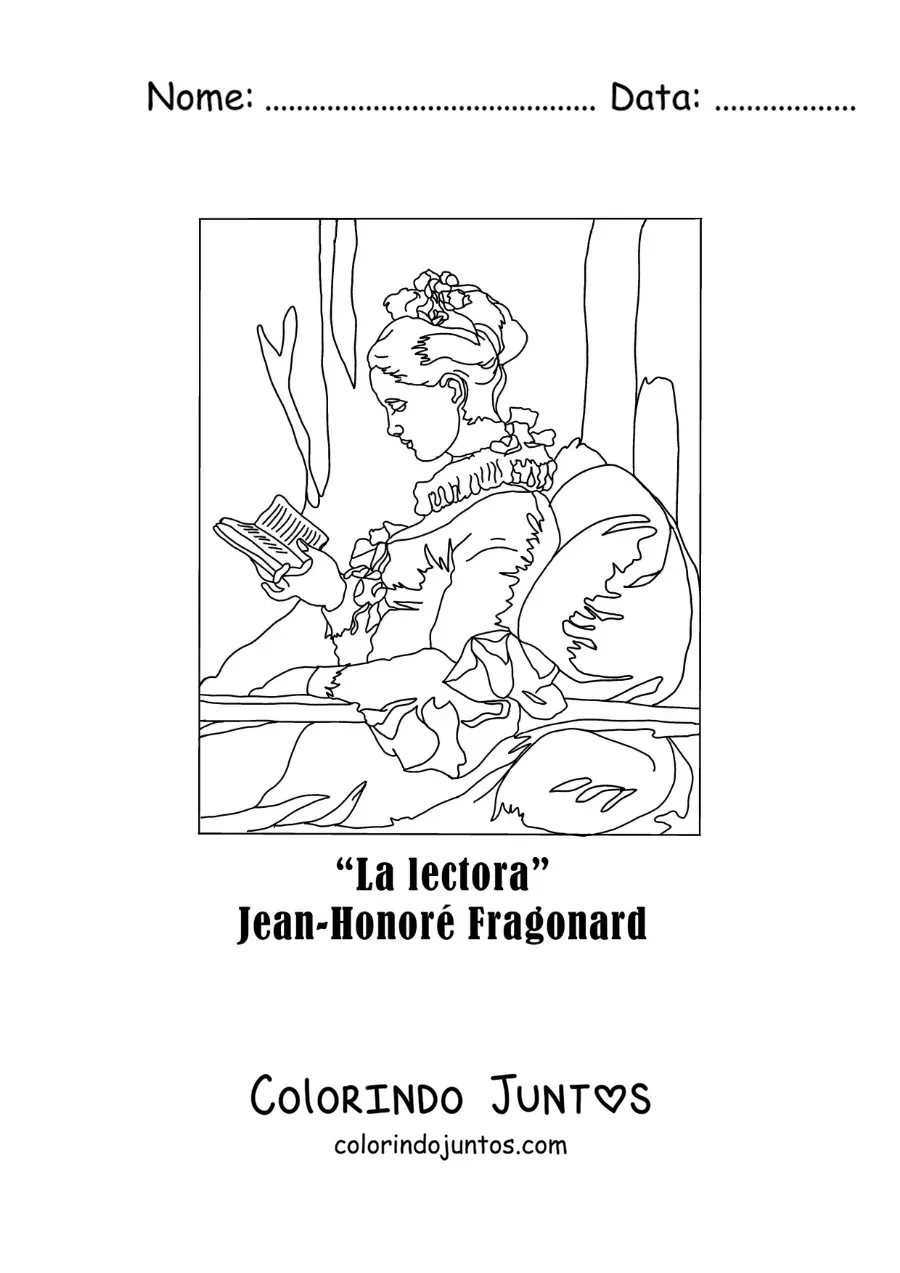 Desenho para colorir da Leitora de Jean Honore Fragonard