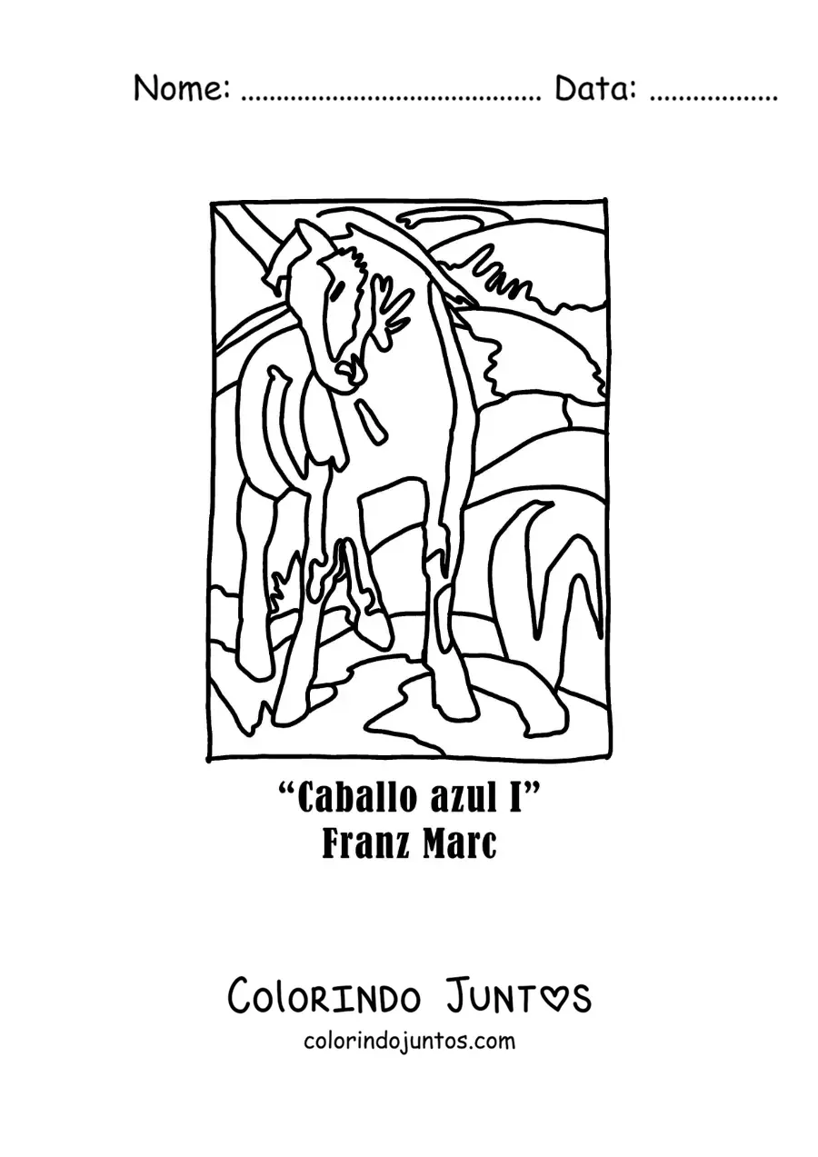 Desenho para colorir do Cavalo Azul de Franz Marc