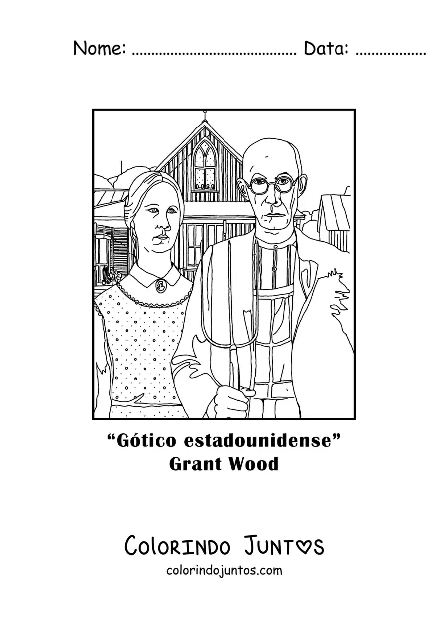 Desenho para colorir do Gotico Americano de Grant Wood
