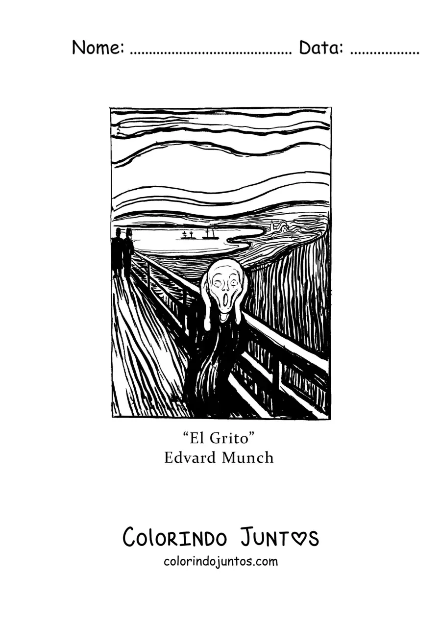 Desenho para colorir do Grito de Edvard Munch