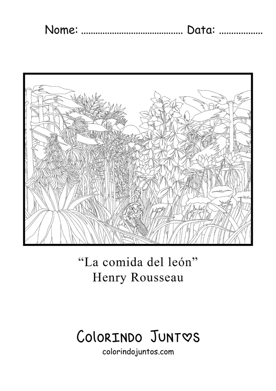 Desenho para colorir da Refeicao do Leao de Henri Rousseau