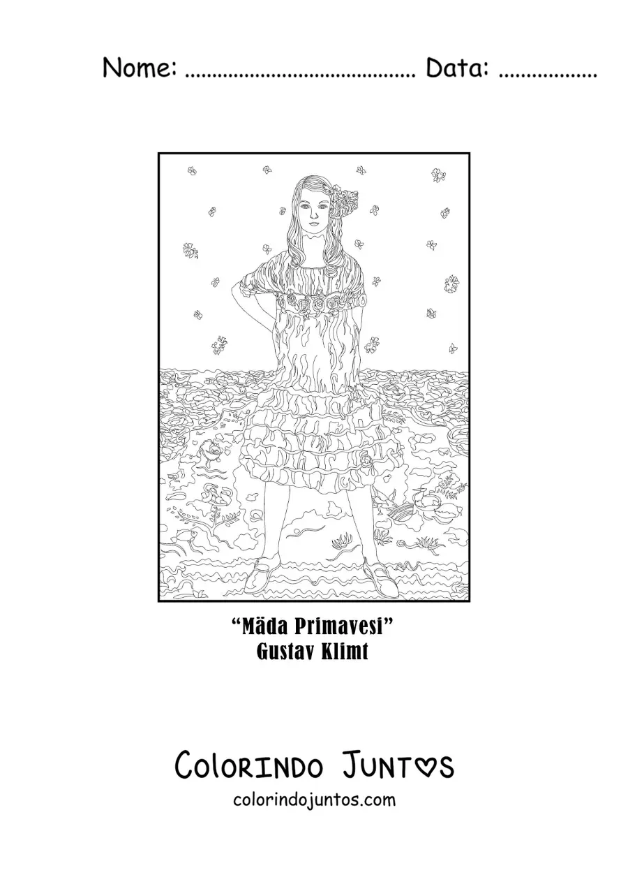 Desenho para colorir do Retrato de Mada Primavesi de Gustav Klimt