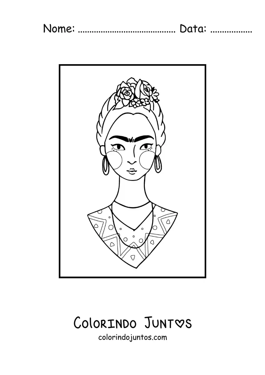 Desenho para colorir de Frida Kahlo para criancas