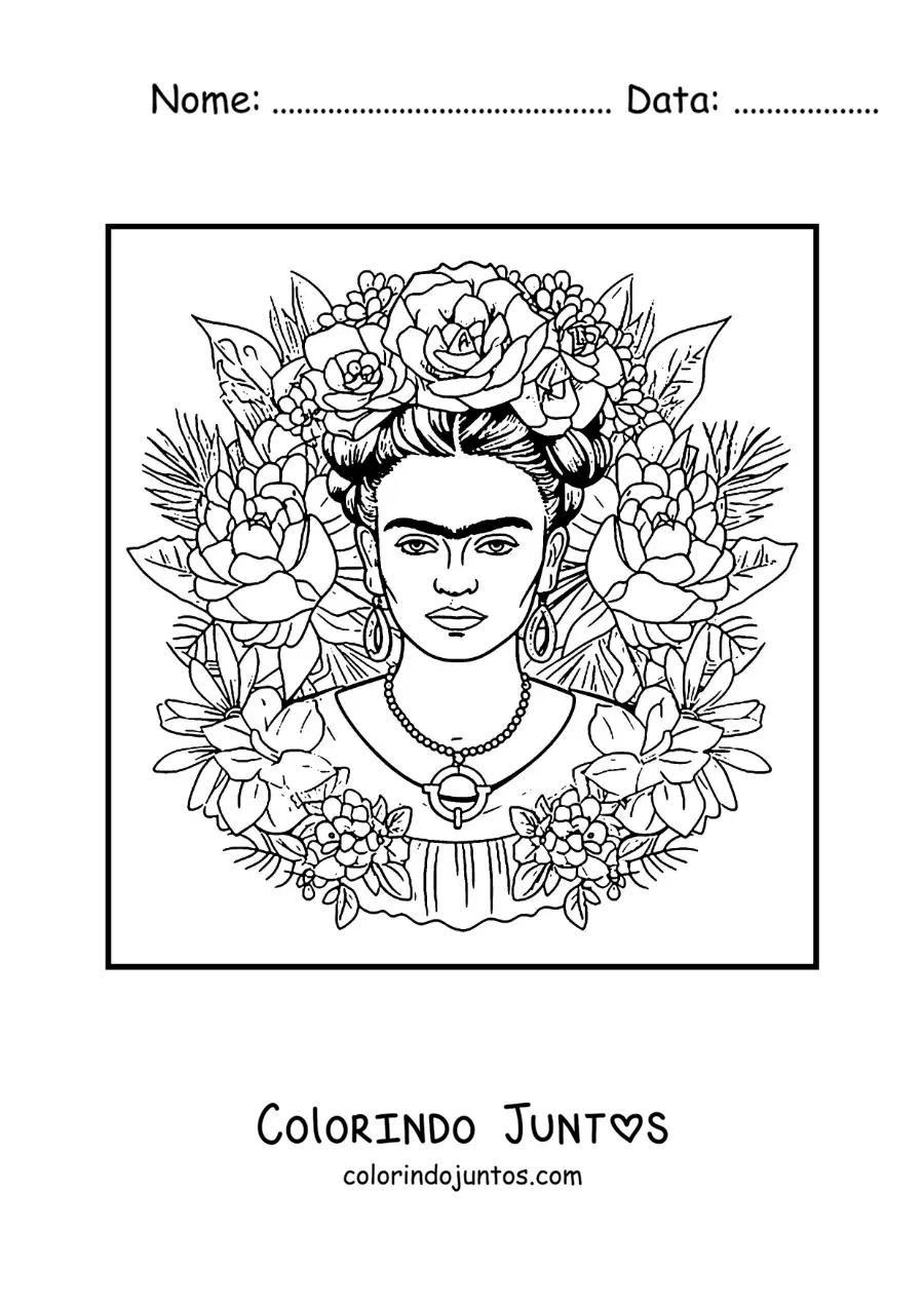 Desenho para colorir de uma pintura de Frida Kahlo