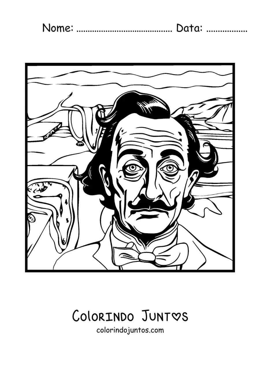 Desenho para colorir de Salvador Dalí e sua arte