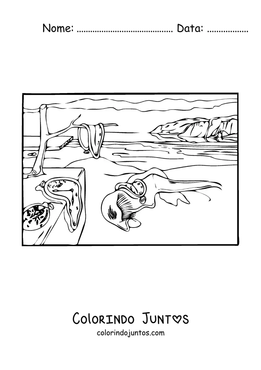 Desenho para colorir da persistência da memória para crianças
