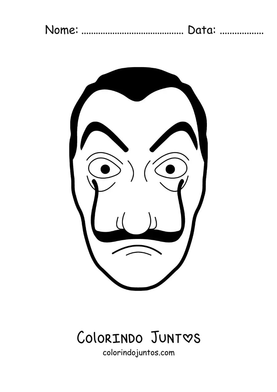 Desenho para colorir de máscara do Dalí