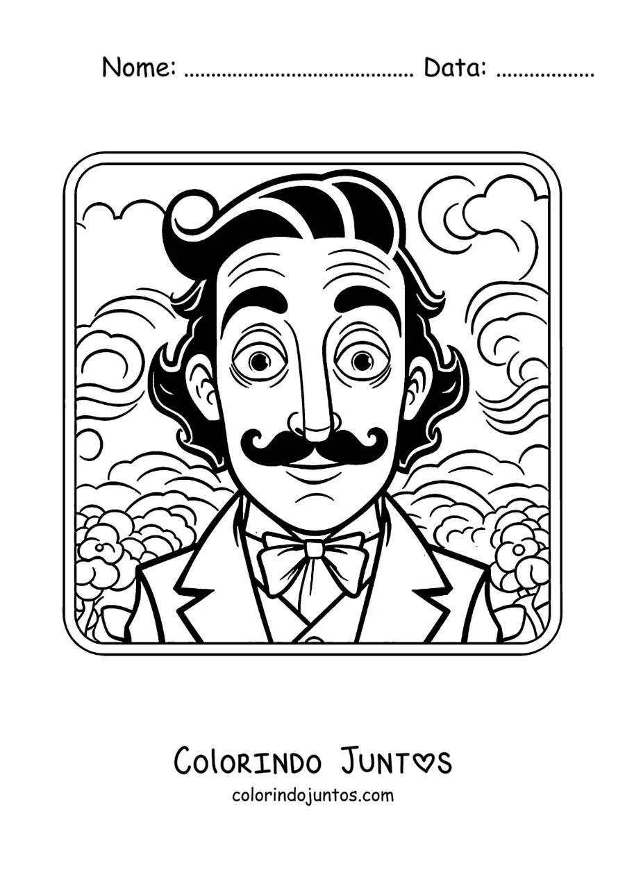 Desenho para colorir de Salvador Dalí animado para crianças
