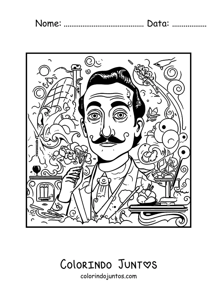 Desenho para colorir do surrealismo de Salvador Dalí