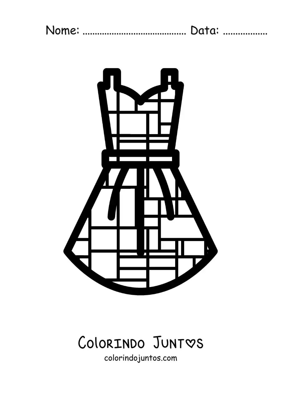 Desenho para colorir de design de vestido no estilo de Mondrian