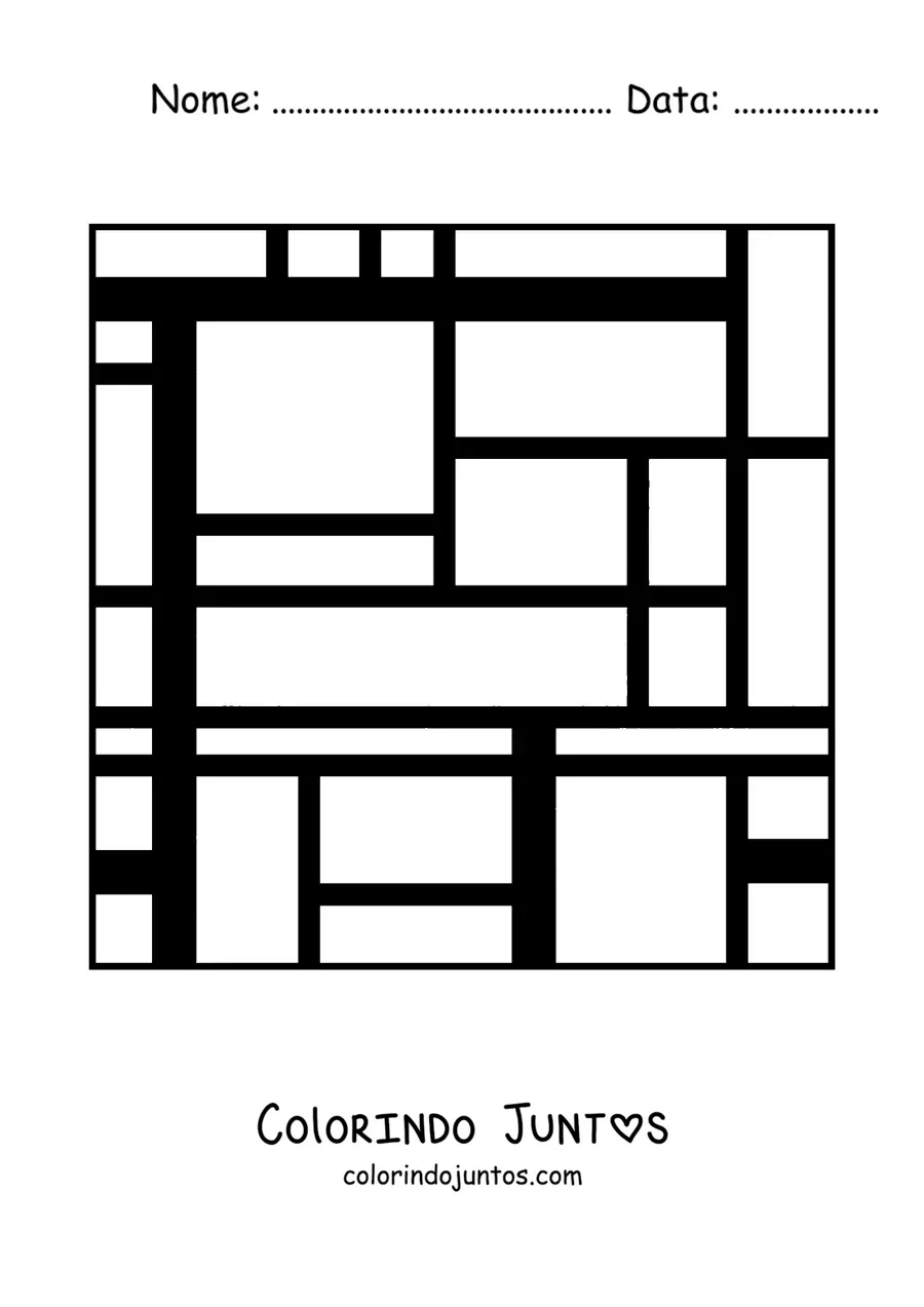 Desenho para colorir de quadro de Piet Mondrian para crianças