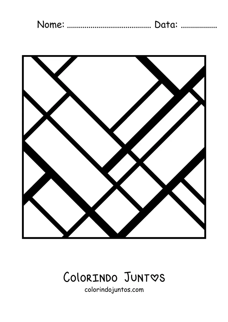 Desenho para colorir de obra de arte no estilo de Mondrian