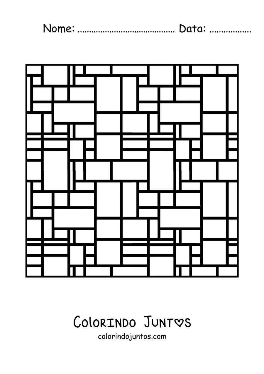 Desenho para colorir do neoplasticismo de Mondrian