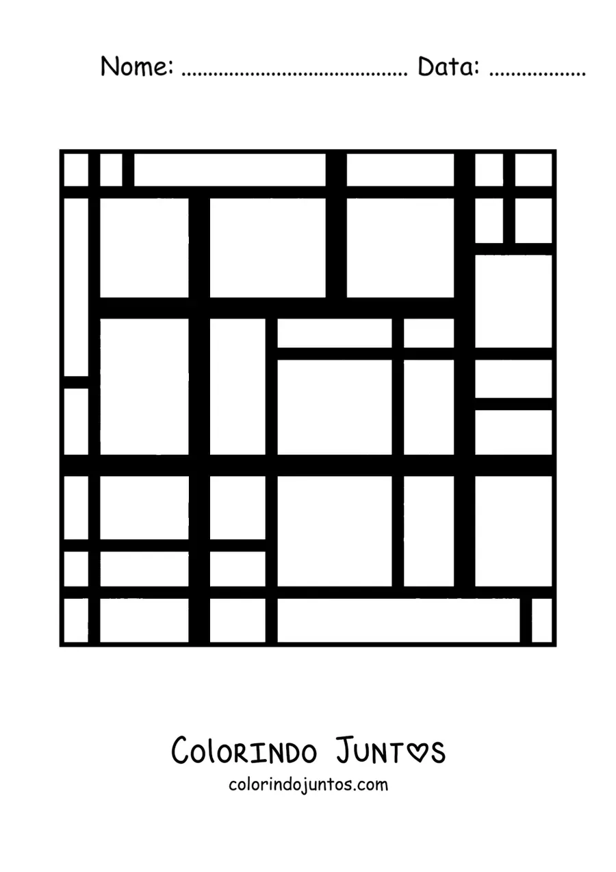 Desenho para colorir de arte no estilo de Mondrian