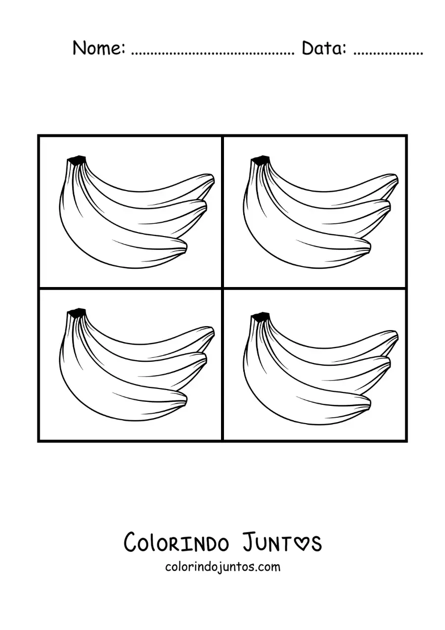 Desenho para colorir de uma caricatura de bananas no estilo de Andy Warhol