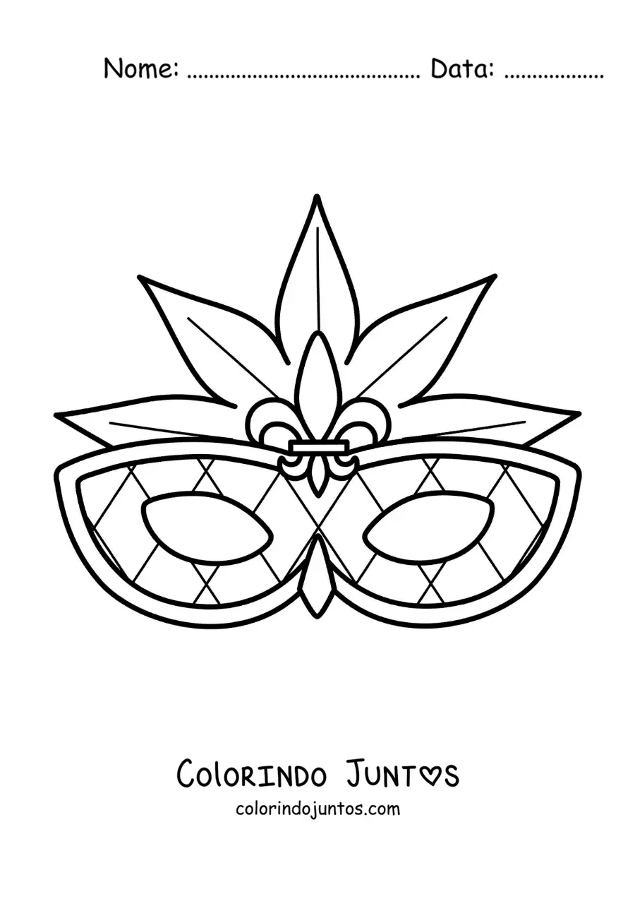 Desenho para colorir de máscara de carnaval fácil para crianças