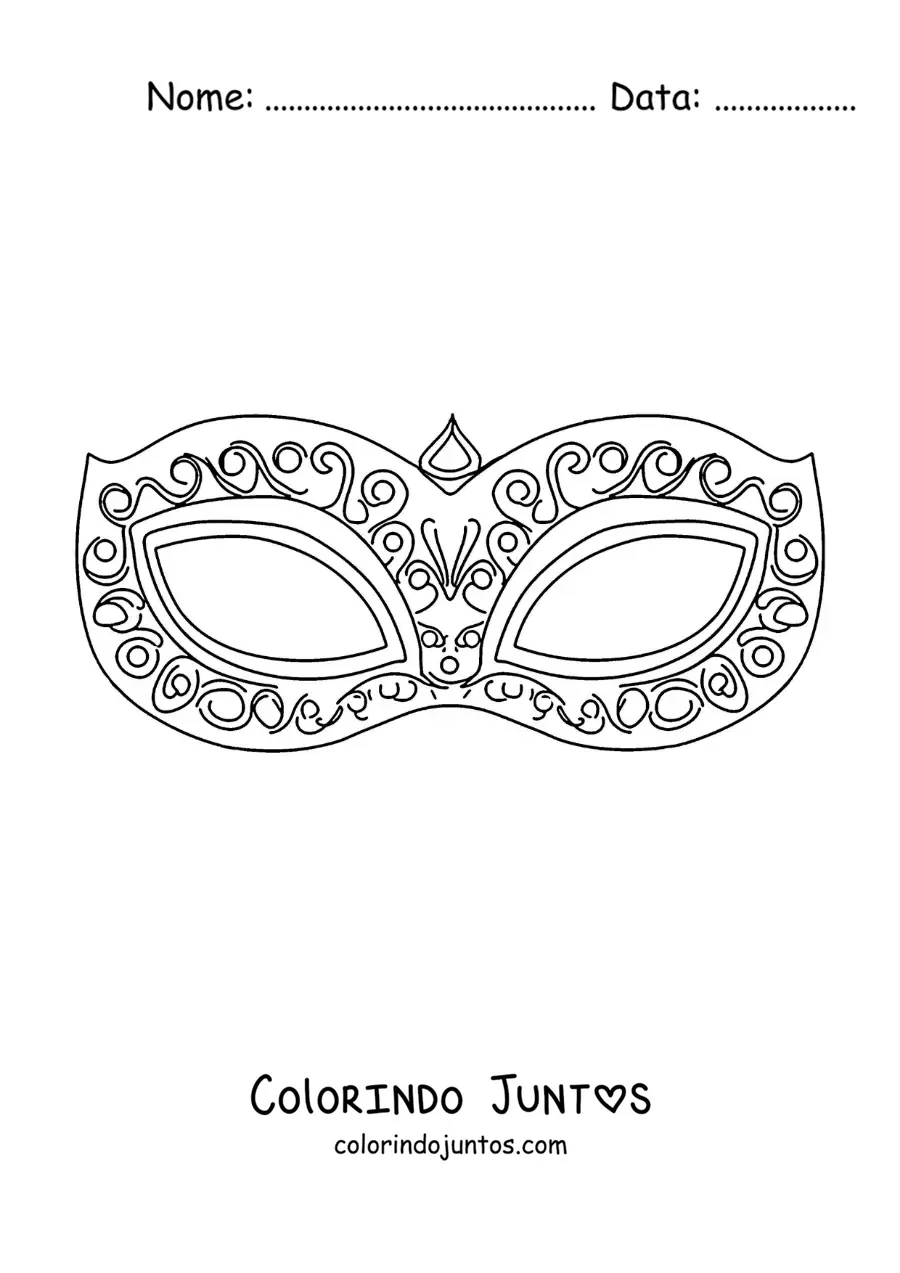 Desenho para colorir de máscara de carnaval elegante para recortar